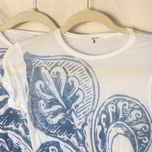 Semi sheer soft tee inside out print navy thin XS - Picture 4 of 8